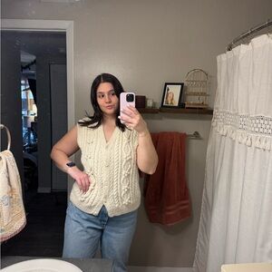 Cream Cable Knit Sweater Vest